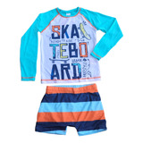 Conjunto Roupa Praia Infantil Menino Manga Longa Proteção Uv