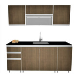 Mueble Cocina Alacena Y Bajo De 180 Wengue Perfil J Y Vidrio