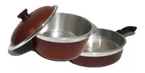 Set Cacerola Olla + Sarten 25 Cm Doña Tina Sin Teflon Oferta