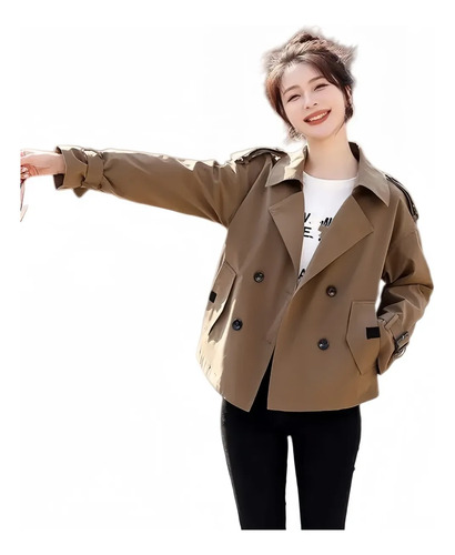 Gabardina Corta De Estilo Británico Para Mujer