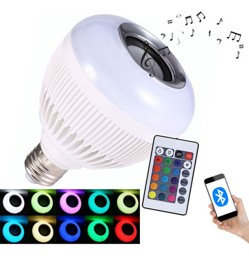 Lampada Musical Caixa Som Bluetooth Led Rgb Com Controle 