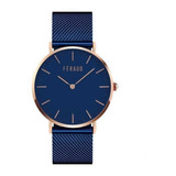 Reloj Feraud Mujer Acero Malla Tejida Azul Rose F5520 Lber