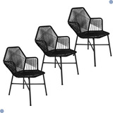 3 Cadeira Tropicália Fibra Sintética Mesa Decoração Cores