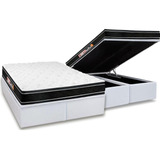 Conjunto Box Baú Queen: Colchão Espuma Castor D33 Black Whit