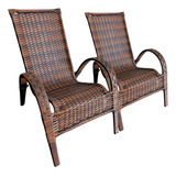 Ps Móveis Area Lazer Decorativa Sol Trançada Varanda Resistente Cor Amêndoa Kit 2 Cadeira