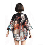 Kimono Cardigan Yukata Vestido Japones Dama Verano Camisa 