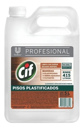 Limpiador De Pisos Plastificados Prof Cif Unilever 5 Lts