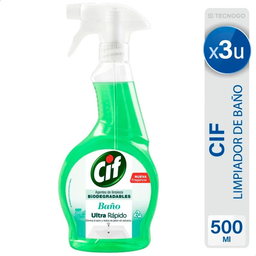 Limpiador De Baño Cif Ultra Rapido Biodegradables Gatillo X3