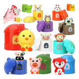 24x Animals Finger Learning Toys & Barns Matching Games