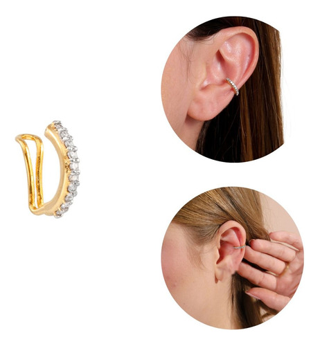 Piercing Pressão Falso Argola Cartilagem Folheado A Ouro 18k