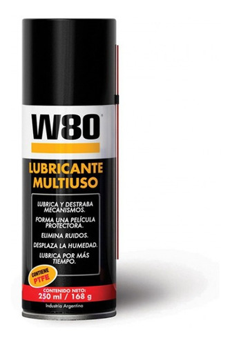 Aceite Lubricante Aerosol W80 Multiuso Con Teflon 250ml Color Traslucido