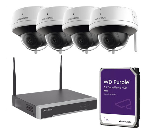 Kit Wifi 4 Camaras Domo 2 Megapixeles Incluye Disco Duro