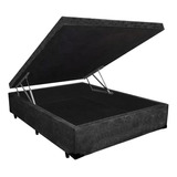 Cama Baú Casal Star Suede Preto 138x188 [retira]