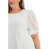 Calvin Klein Plus Size Sheer Puff-sleeve To Soft Blusa P/dam