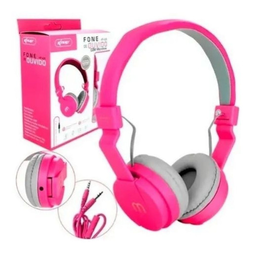 Fone De Ouvido C/ Microfone Leve Confortável  Kp-428 Rosa