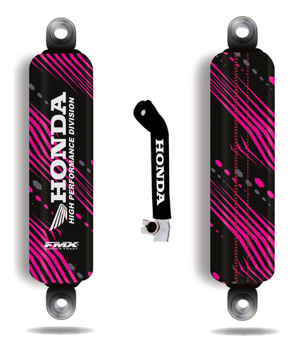 Cubre Amortiguador Honda Neoprene Rosa + Cubre Palanca Fmx