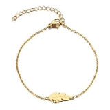 Pulsera Compromiso Acero Inoxidable Color Oro Pluma Mujer