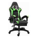 Cadeira Gamer Ergonômica Escritório Python Fly X12 Pro Cor Preto/verde Material Do Estofamento Couro Sintético