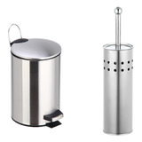 Combo Cesto Residuos Acero Inox  3 Lts. 913 + Escobilla Acer