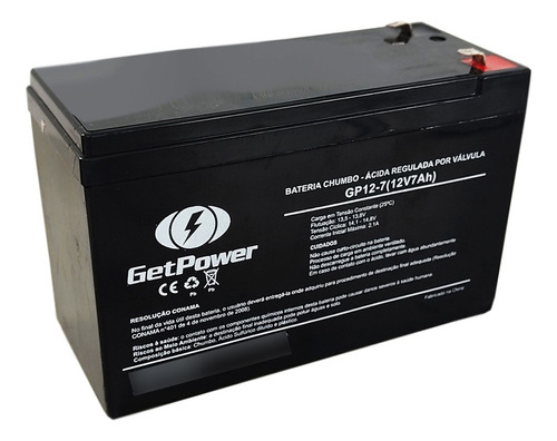 Bateria Selada Get Power 12v 7ah P/ No-break E Alarmes 