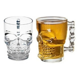 Taza Tarro De Cráneo Cristal Cervecero Calavera Set De 2 