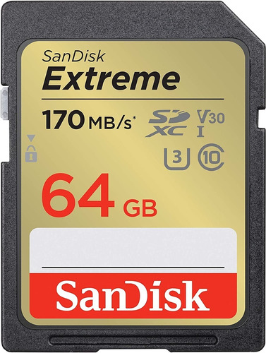 Tarjeta De Memoria Sd Sandisk Extreme 64gb C10, U3, V30, 4k 