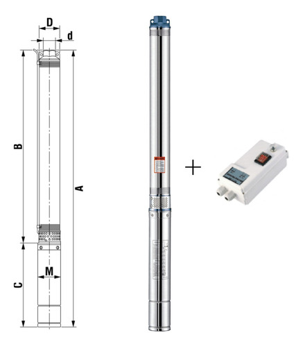 Bomba Submersa Para Poço 3'' 0,75hp 220v Monof + Control Box