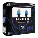 Cabo Hdmi Ultra Hd 3d 4k 2.0 Com 19 Pinos 20m 018-2020