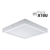 Panel Plafon Led 18w Aplicar Cuadrado Pack X 10 U Color Blanco Luz Neutro