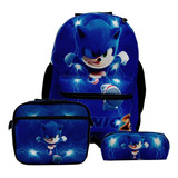 Kit Mochila Infantil Costas Menino Juvenil Sonic Toys 2u