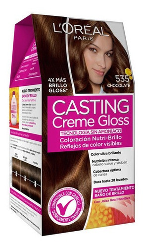 Kit Tinte L'oréal Paris  Casting Creme Gloss Casting Creme Gloss Tono 535 Chocolate 15vol. Para Cabello