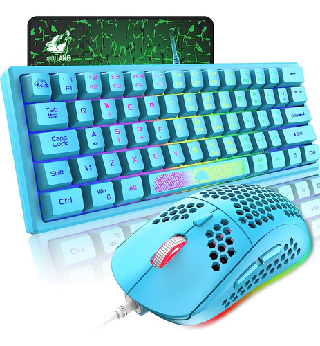 60% Teclado Y Ratón Para Juegos Combo Rainbow Led Teclado Re