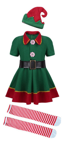 Disfraz Navideño De Elfo Verde De Papá Noel Para Cosplay, Go