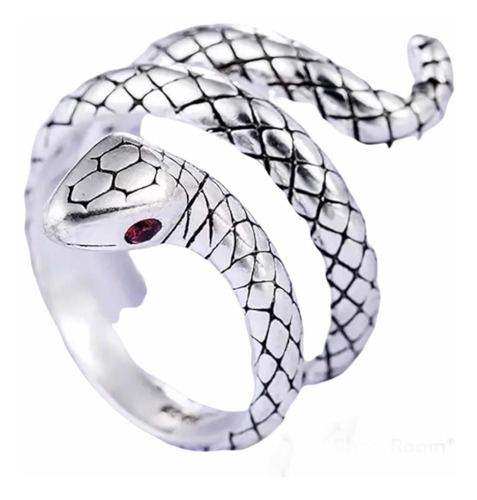 Anillo De Serpiente O Víbora Ajustable Baño Plata De Ley