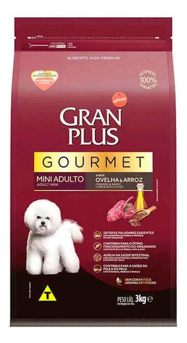 Alimento Gran Plus Gourmet Para Cão Filhote De Raça Mini Sabor Ovelha E Arroz Em Sacola De 3kg