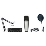 Behringer Umc22 Placa Sonido Studio Samson Mic Brazo Kit