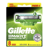 Carga Refil Gillette Mach3 Sensitive C/ 8 Cartuchos Original