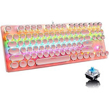 Teclado Ltvystore Mecanico 87 Teclas Retro Rgb -rosa