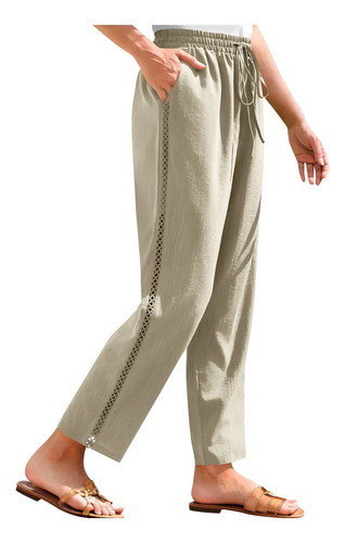 Pantalones Largos Y Casuales Para Mujer, De Color Liso Y Tra
