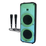 Caixa Som Portátil Bluetooth 2000w Rms 2 Microfones Show Led