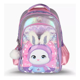 Mochila Espalda 18 Pulgadas Footy Bunny Con Luz Led Lila Diseño De La Tela Bunny Lila