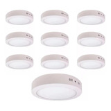 Pack 10 Foco Led Redondo Sobrepuesto 18 Watts Luz Calida/f26