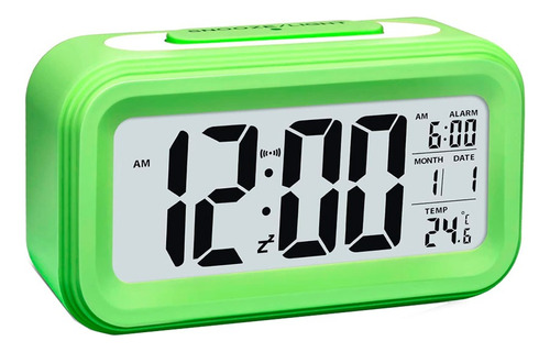 Reloj Despertador Lcd Luz Snooze Light Calendario Temperatur