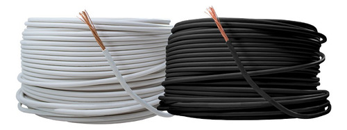 Kit 2 Cables Eléctrico Cca Calibre 10 Blanco Y Negro 50m C/u