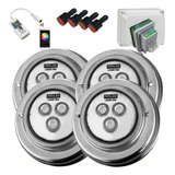 Kit Completo 4 Luces Pileta Rgb 10w Ctrol Wifi Audiorritmico