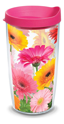 Tervis Gerbera Daisies - Vaso Con Envoltura Y Tapa Fucsia, 1