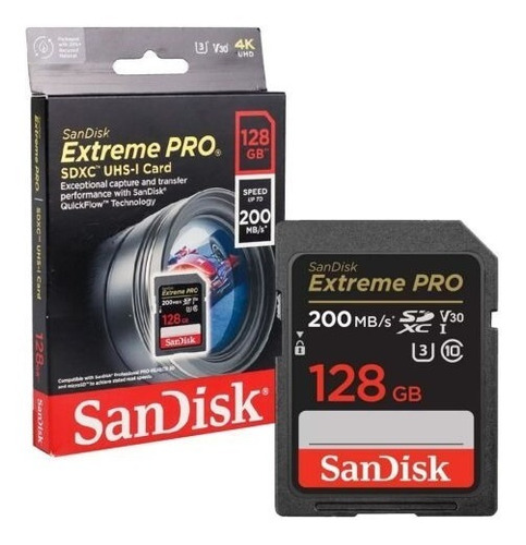 Cartao De Memoria Sdxc Sandisk Extreme Pro 128gb 200mbs Nfe