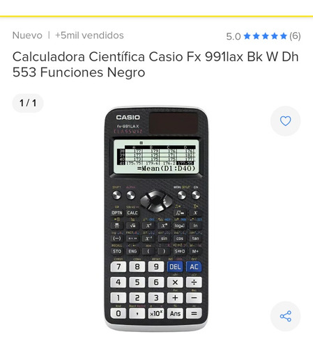 Calculadora Científica Casio Fx-991ex Classwiz 552colornegro