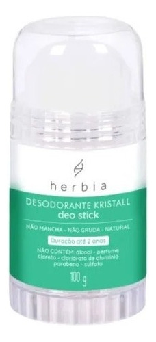 Desodorante Kristall Deo Stick 100g Herbia Natural Vegano 