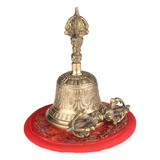 Campana De Mano De Bronce Budista Tibetano Con Campana Para